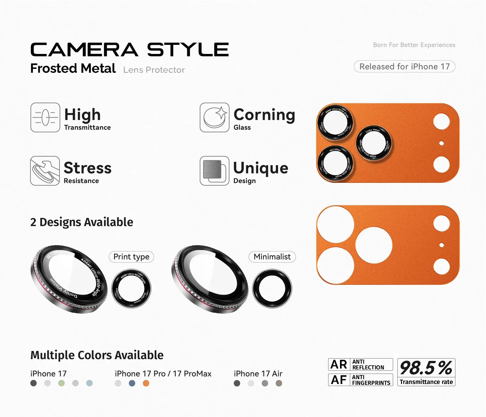 Corning 0.50mm Camera Style Frosted Metal Base Lens Protector For iPhone Series details