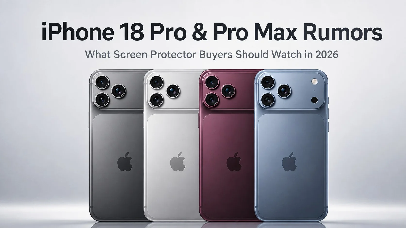 Rumored iPhone 18 Pro, iPhone 18 Pro Max and foldable iPhone screen protector concepts for September 2026.